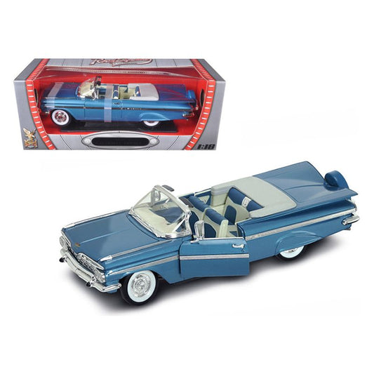 1959 Chevrolet Impala Convertible Blue 1/18 Diecast Model Car by Road Signature