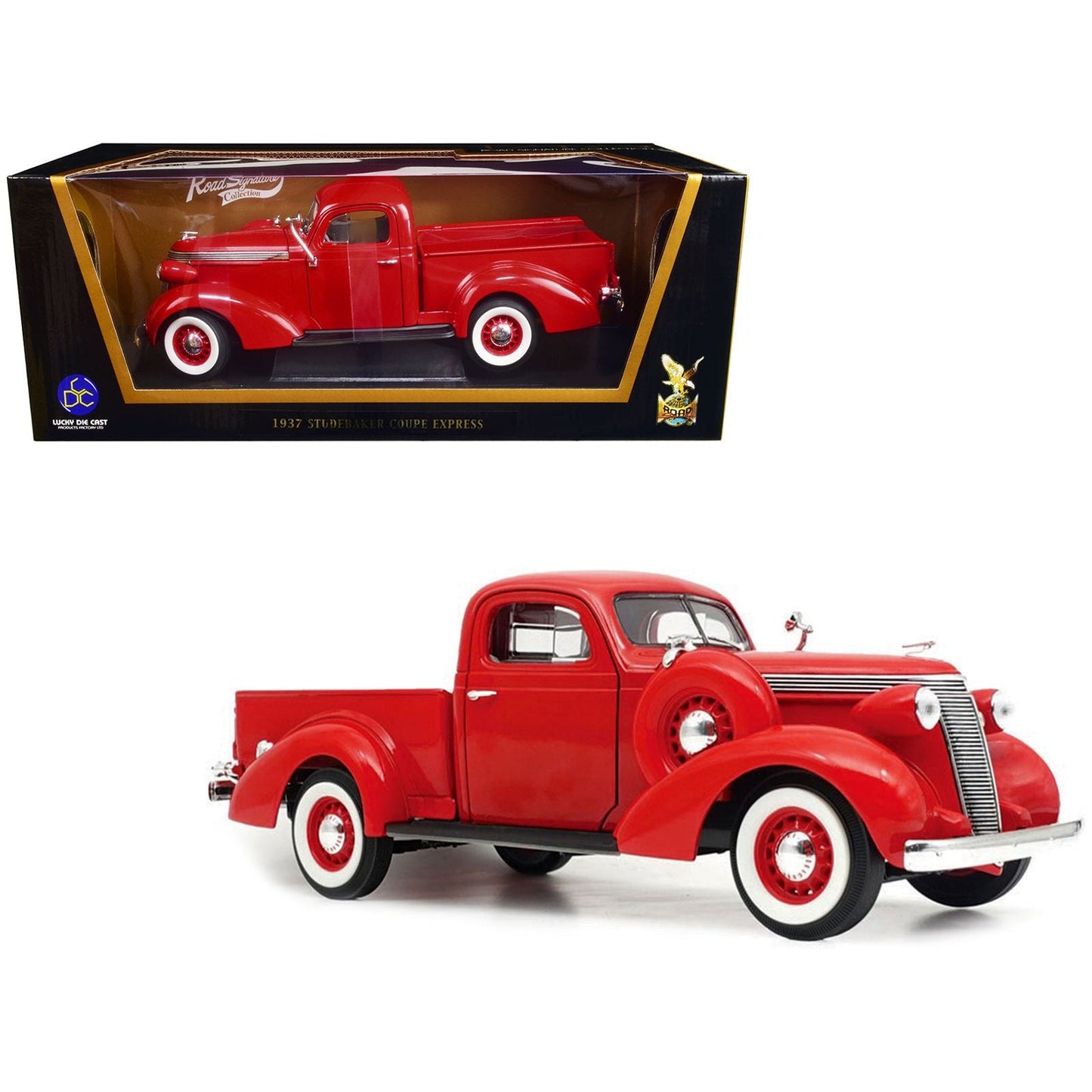 1937 Studebaker Coupe Express Pickup Truck Red 1/18 Diecast Model Car by Road Signature