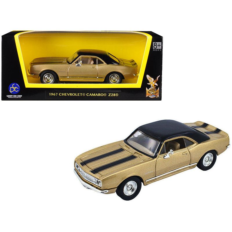 1967 Chevrolet Camaro Z-28 Gold with Black Stripes and Black Top 1/43 Diecast Model Car by Road Signature