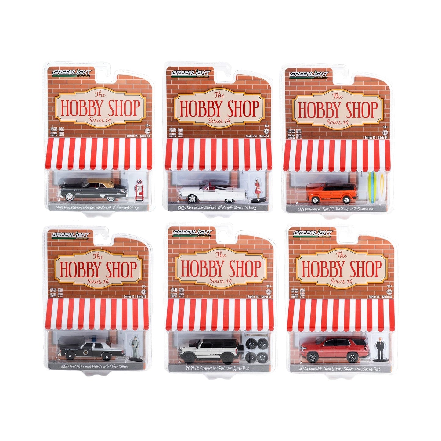 "The Hobby Shop" Set of 6 pieces Series 14 1/64 Diecast Model Cars by Greenlight