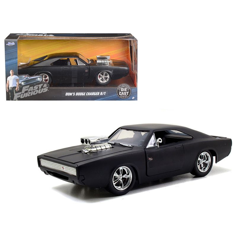 Dom's 1970 Dodge Charger R/T Matt Black "Fast & Furious" Movie 1/24 Diecast Model Car by Jada