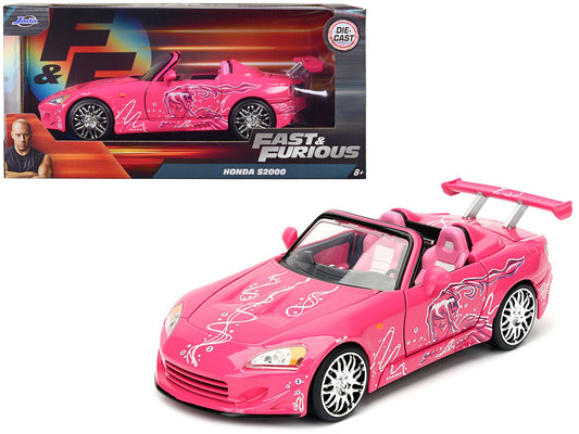 Suki's 2001 Honda S2000 Convertible Pink with Graphics "Fast & Furious" Movie 1/24 Diecast Model Car by Jada