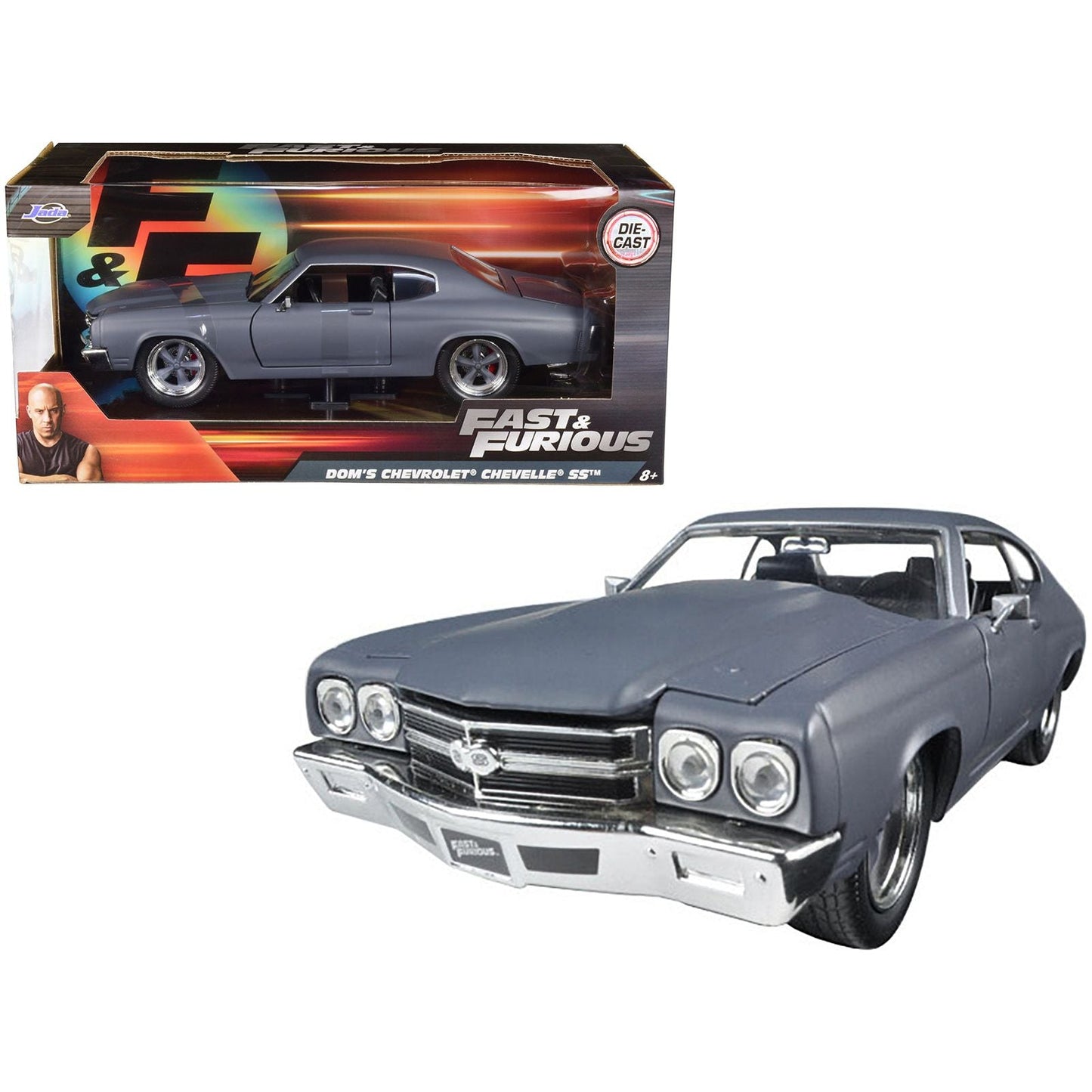 Dom's Chevrolet Chevelle SS Matt Gray "Fast & Furious" Movie 1/24 Diecast Model Car by Jada