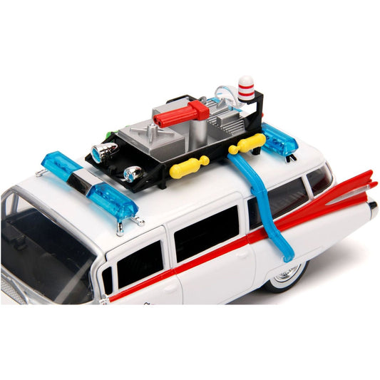 1959 Cadillac Ambulance Ecto-1 White "Ghostbusters" Movie "Hollywood Rides" Series 1/24 Diecast Model Car by Jada