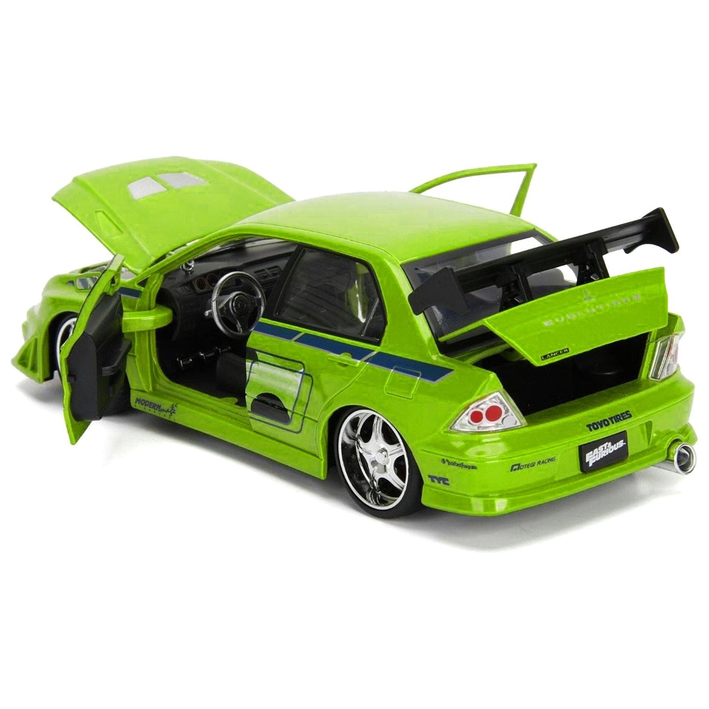 Brian's Mitsubishi Lancer Evolution VII Green with Graphics "Fast & Furious" Movie 1/24 Diecast Model Car by Jada