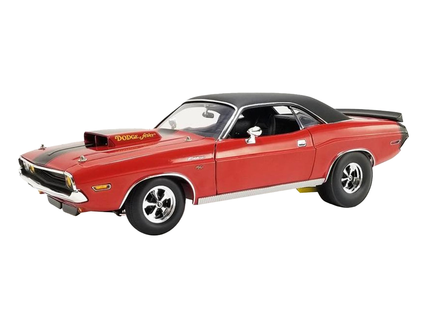 1970 Dodge Challenger R/T "Dodge Fever" Bright Red with Black Stripes and Black Vinyl Top Limited Edition to 588 pieces Worldwide 1/18 Diecast Model Car by ACME