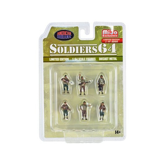 "Soldiers 64" 6 piece Diecast Set Military Figures Limited Edition to 4800 pieces Worldwide for 1/64 Scale Models by American Diorama