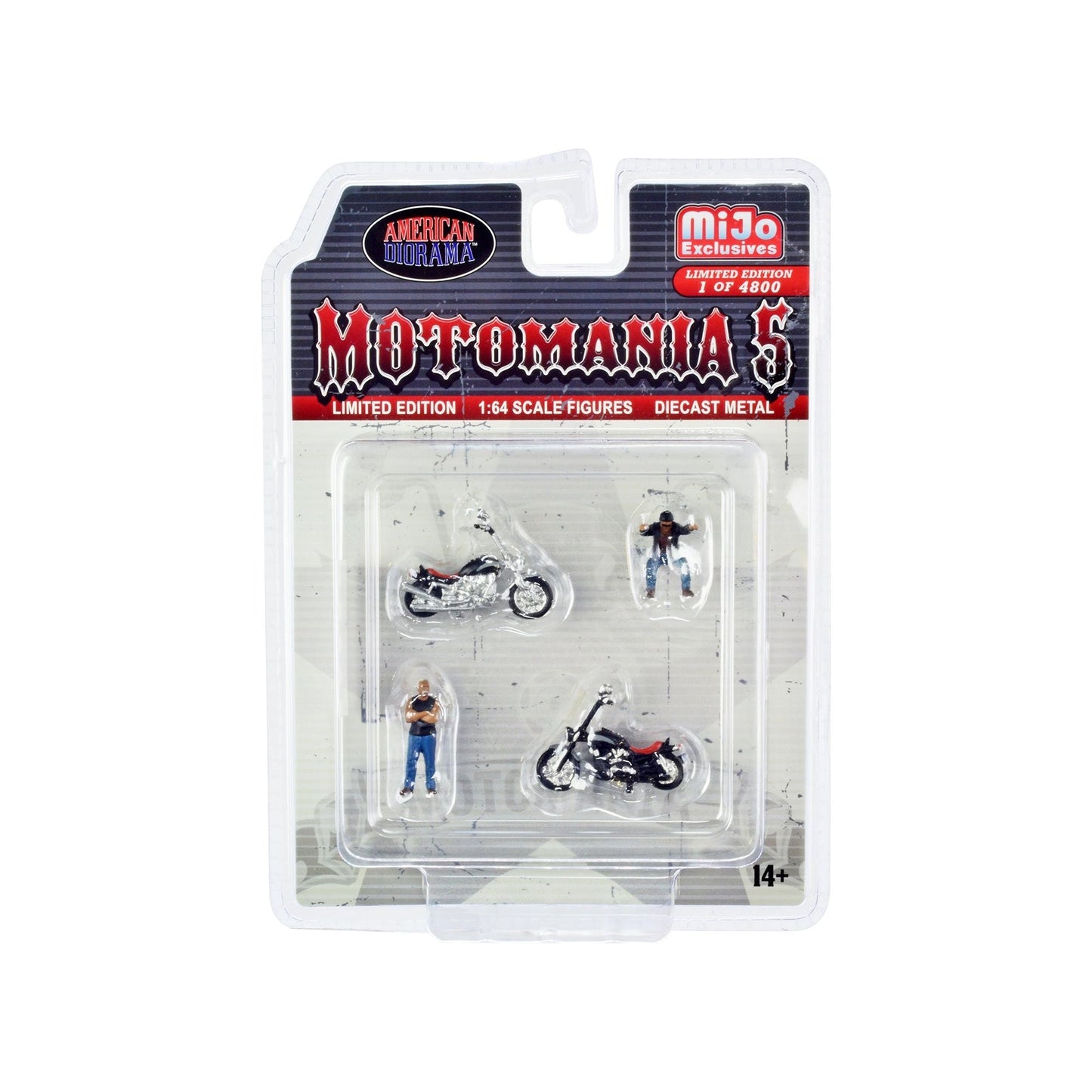 "Motomania 5" 4 piece Diecast Set (2 Figures and 2 Motorcycles) Limited Edition to 4800 pieces Worldwide for 1/64 Scale Models by American Diorama