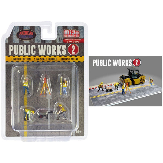 "Public Works 2" 6 piece Diecast Figure Set (4 Figures 1 camera 1 wheelbarrow) Limited Edition to 3600 pieces Worldwide for 1/64 scale models by American Diorama