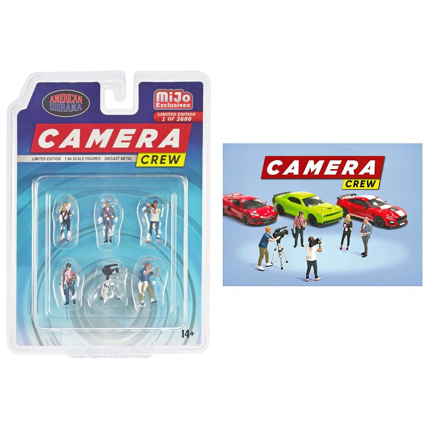 "Camera Crew" 6 piece Diecast Figure Set (5 Figures 1 camera) Limited Edition to 3600 pieces Worldwide for 1/64 Scale Models by American Diorama