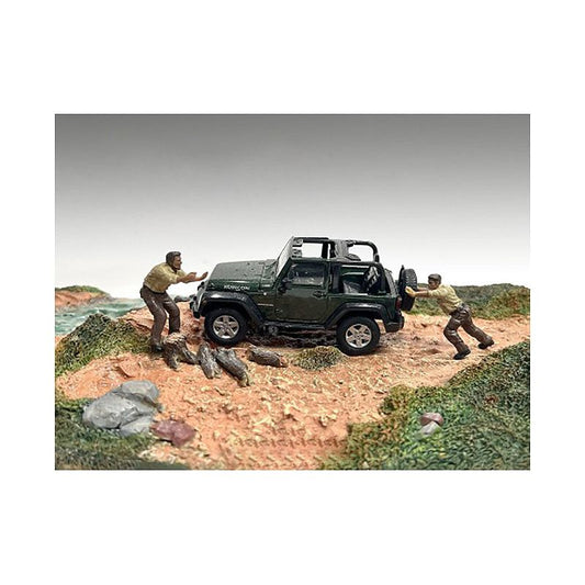 "4X4 Mechanics" 2 Piece Diecast Figure Set 3 for 1/43 Scale Models by American Diorama