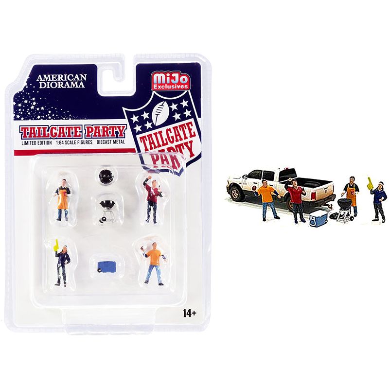 "Tailgate Party" Diecast Set of 6 pieces (4 Figurines and 2 Accessories) for 1/64 Scale Models by American Diorama