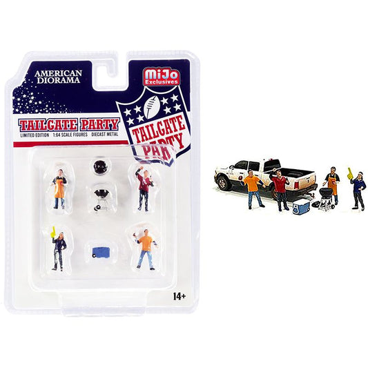 "Tailgate Party" Diecast Set of 6 pieces (4 Figurines and 2 Accessories) for 1/64 Scale Models by American Diorama