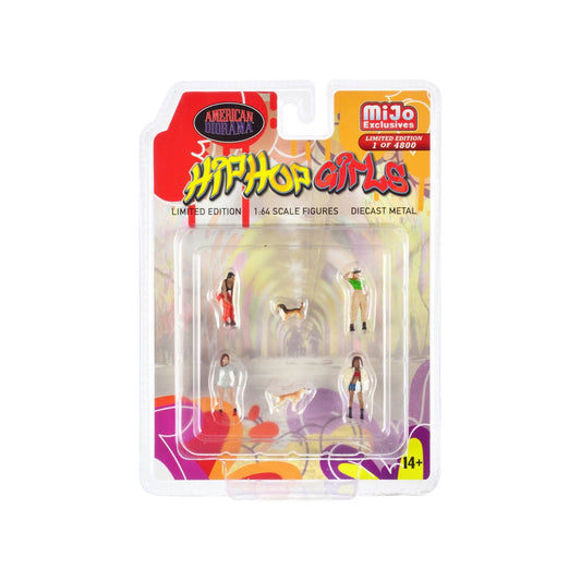 "Hip Hop Girls" 6 piece Diecast Set (4 Women 2 Dog Figures) Limited Edition to 4800 pieces Worldwide 1/64 Scale Models by American Diorama