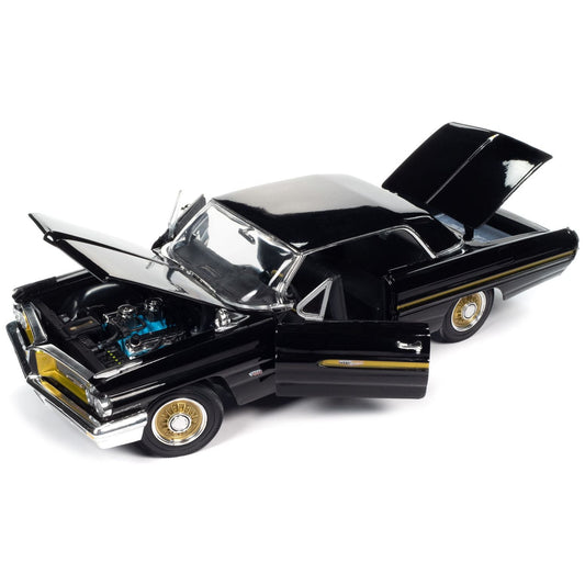 1962 Pontiac Grand Prix "Fireball Roberts Edition" Starlight Black with Gold Stripes 1/18 Diecast Model Car by Auto World