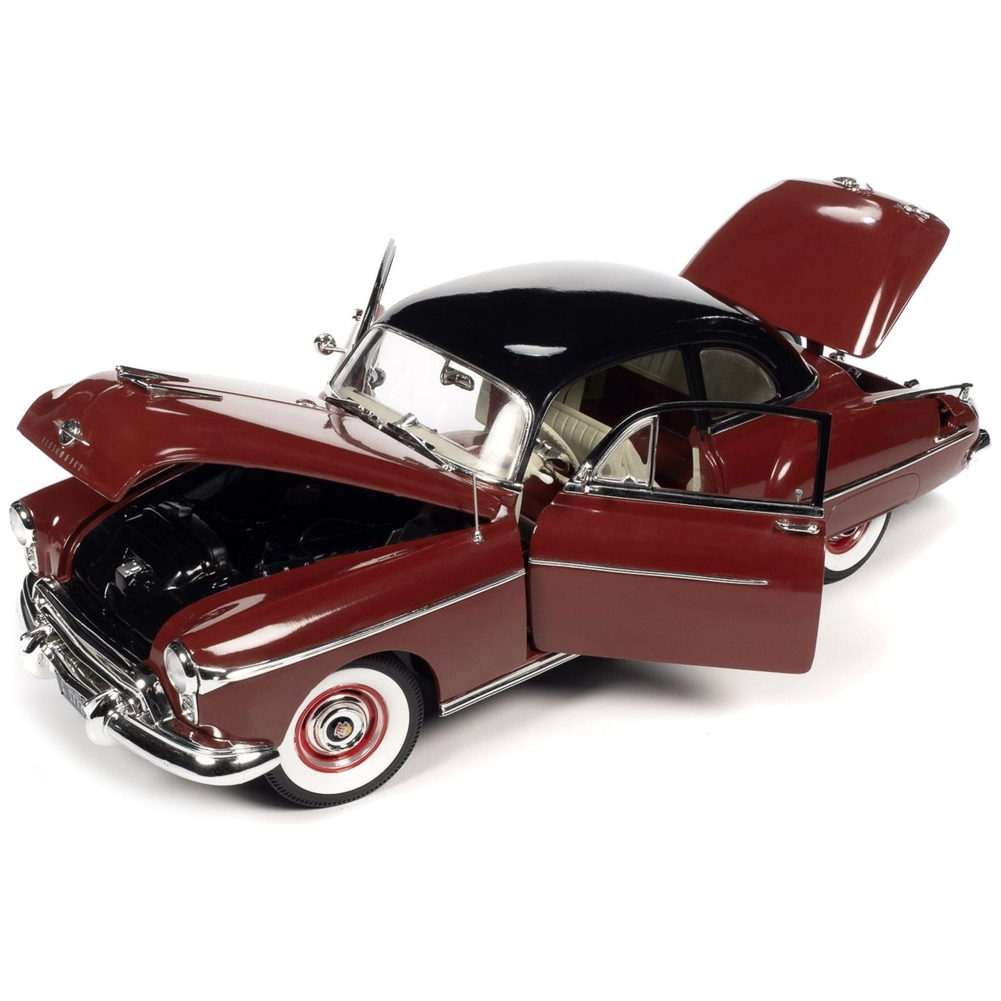 1950 Oldsmobile Rocket 88 Chariot Red with Black Top and Red and White Interior "American Muscle" Series 1/18 Diecast Model Car by Auto World