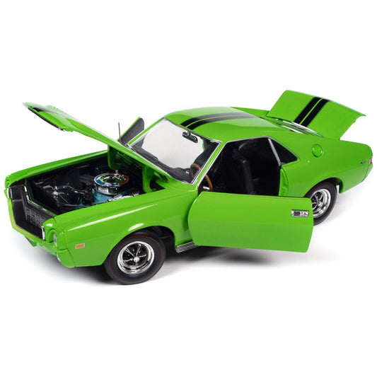 1969 AMC AMX Big Bad Lime Green with Black Stripes "Muscle Car & Corvette Nationals" (MCACN) "American Muscle" Series 1/18 Diecast Model Car by Auto World