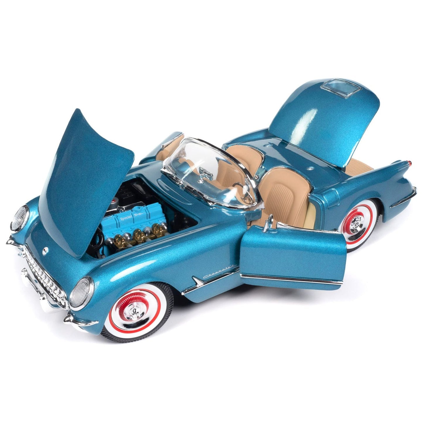 1954 Chevrolet Corvette Convertible Pennant Blue Metallic "American Muscle" Series 1/18 Diecast Model Car by Auto World