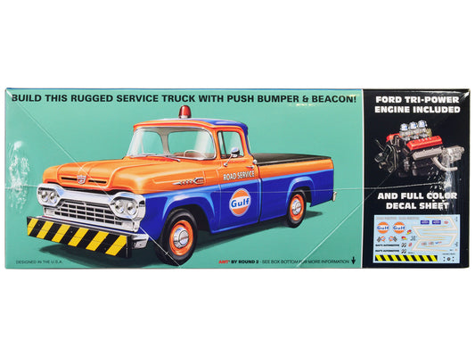 Skill 2 Model Kit 1960 Ford F-100 Pickup Truck with Trailer 3-in-1 Kit 1/25 Scale Model by AMT