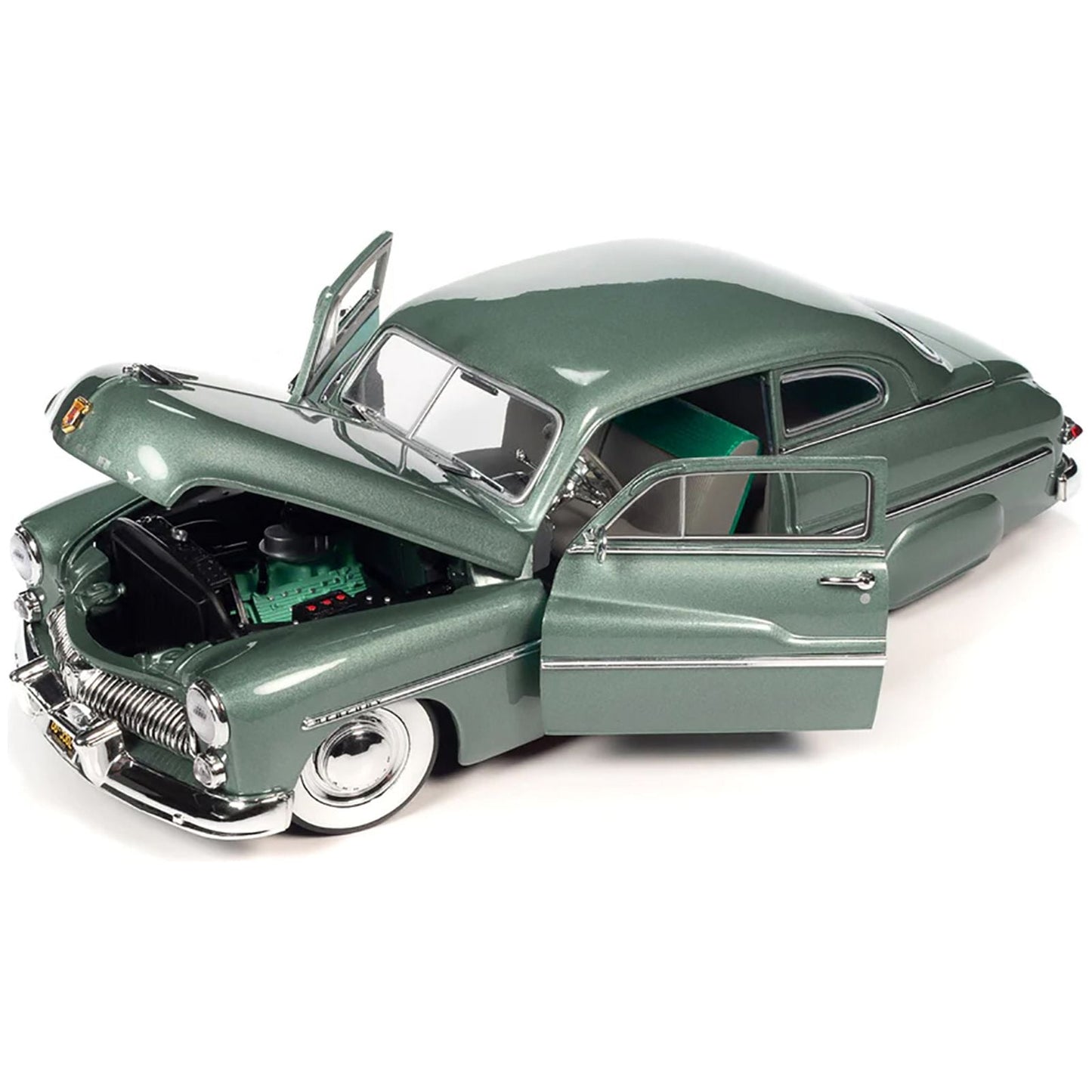 1949 Mercury Eight Coupe Berwick Green Metallic with Green and Gray Interior 1/18 Diecast Model Car by Auto World