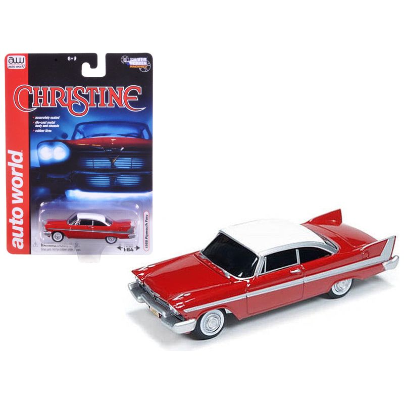 1958 Plymouth Fury Red with White Top "Christine" (1983) Movie 1/64 Diecast Model Car by Auto World