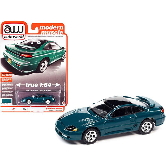 1993 Dodge Stealth R/T Peacock Green with Black Top "Modern Muscle" Limited Edition to 14478 pieces Worldwide 1/64 Diecast Model Car by Auto World