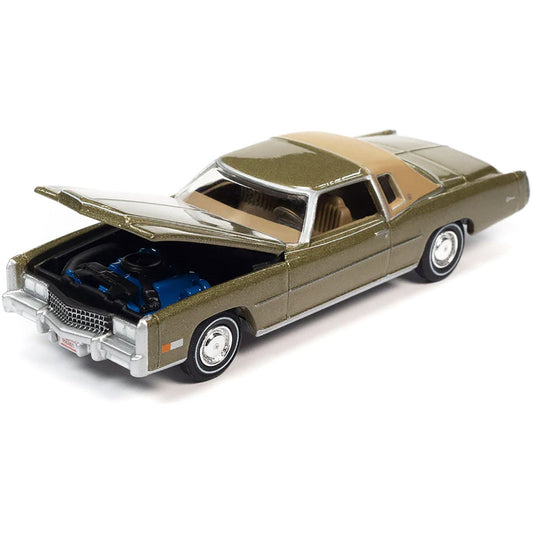 1975 Cadillac Eldorado Tarragon Gold Metallic with Rear Section of Roof Sandalwood Tan "Luxury Cruisers" Limited Edition to 14910 pieces Worldwide 1/64 Diecast Model Car by Auto World