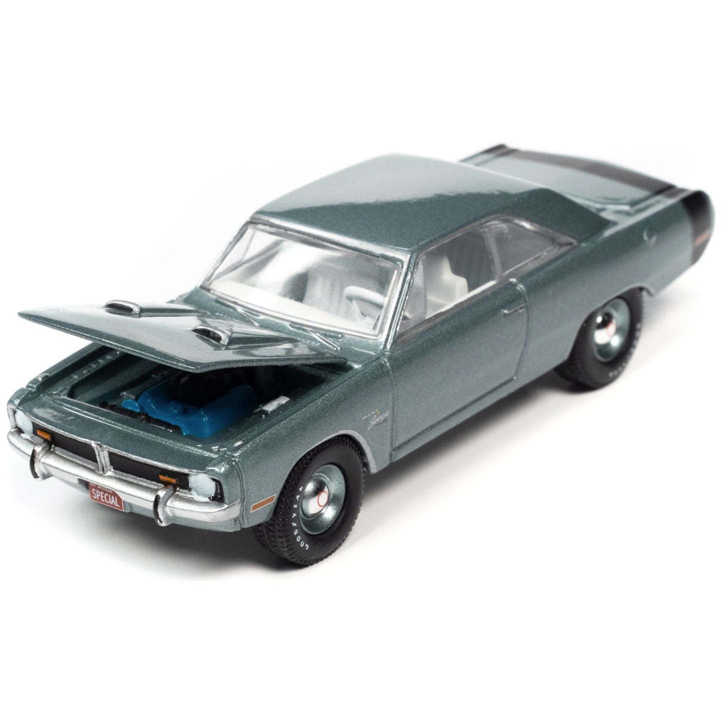 1971 Dodge Dart Swinger 340 Special Light Gunmetal Gray Metallic with Black Tail Stripe "Vintage Muscle" Limited Edition 1/64 Diecast Model Car by Auto World