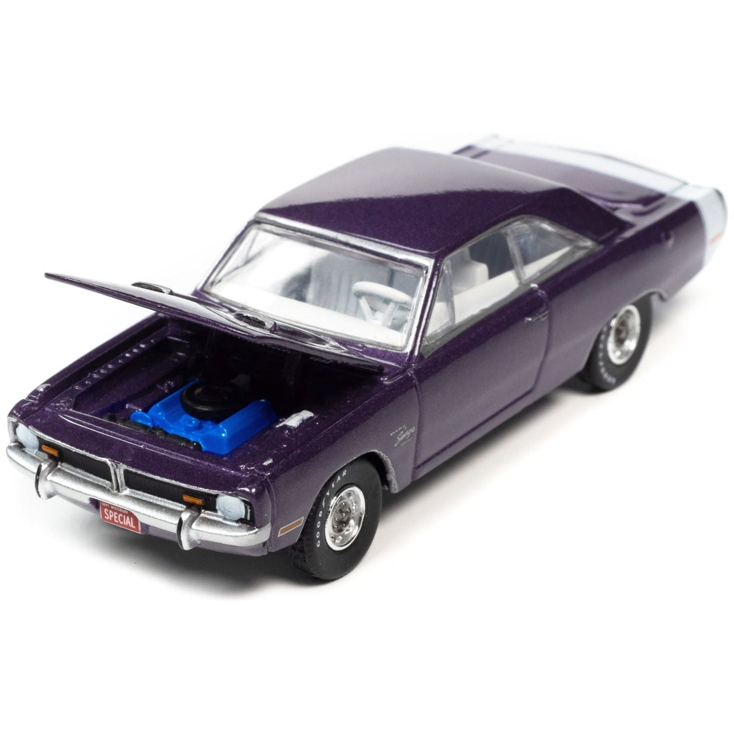 1971 Dodge Dart Swinger 340 Special Plum Crazy Purple Metallic with White Tail Stripe "Vintage Muscle" Limited Edition 1/64 Diecast Model Car by Auto World