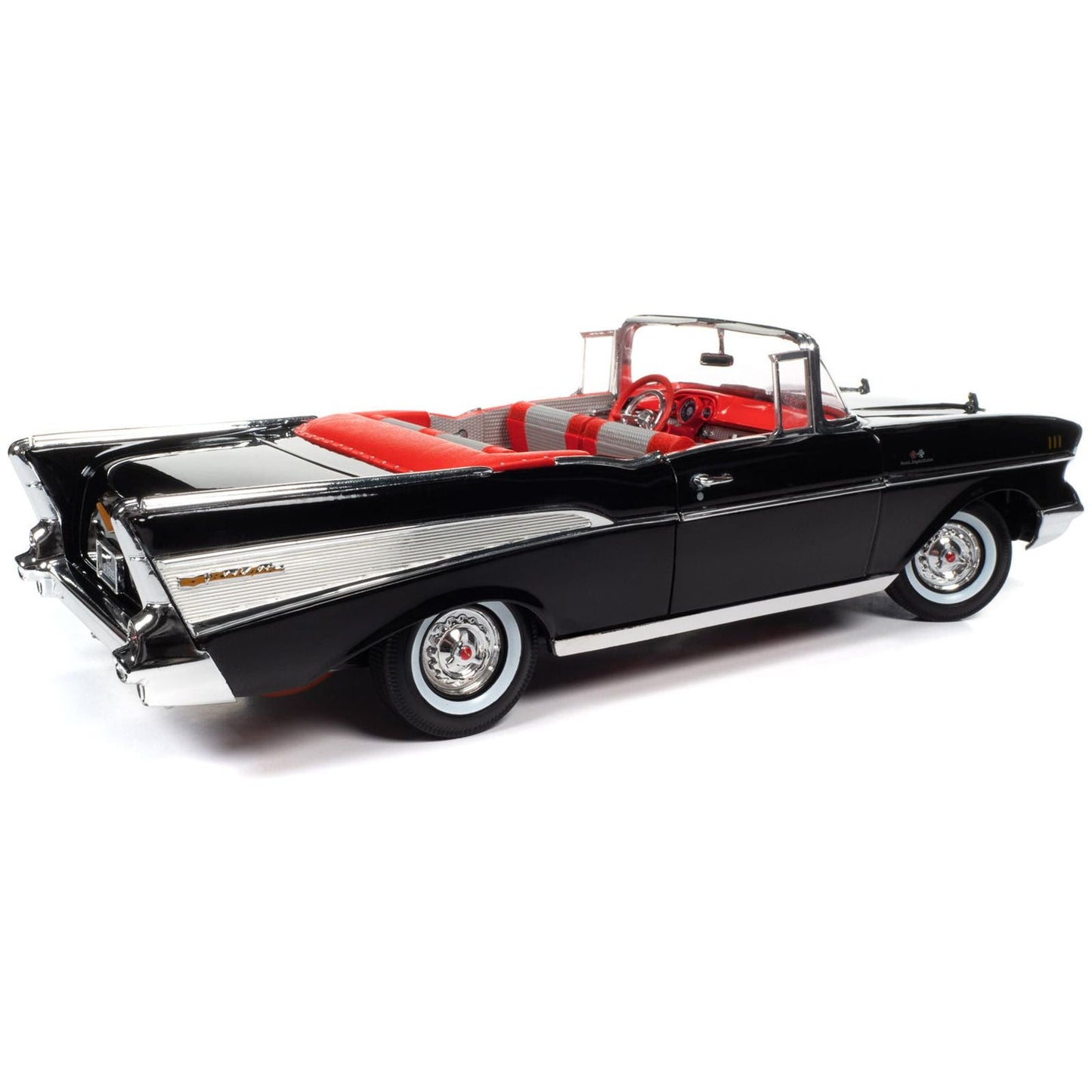 1957 Chevrolet Bel Air Convertible Onyx Black James Bond 007 "Dr. No" (1962) Movie "60 Years of Bond" Series 1/18 Diecast Model Car by Auto World