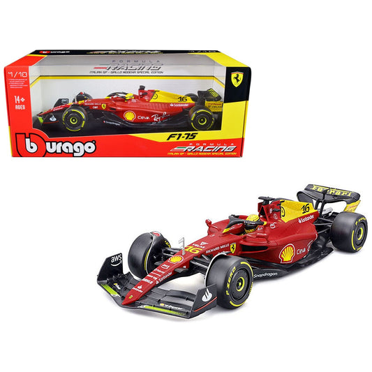 Ferrari F1-75 #16 Charles Leclerc "Giallo Modena" 2nd Place Formula One F1 Italian GP (2022) "Formula Racing" Series 1/18 Diecast Model Car by Bburago