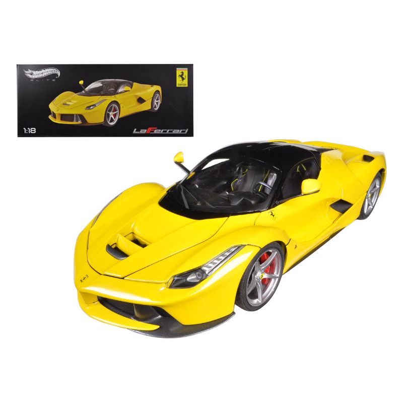 Ferrari LaFerrari F70 Hybrid Yellow with Black Top "Elite Edition" Series 1/18 Diecast Model Car by Hot Wheels