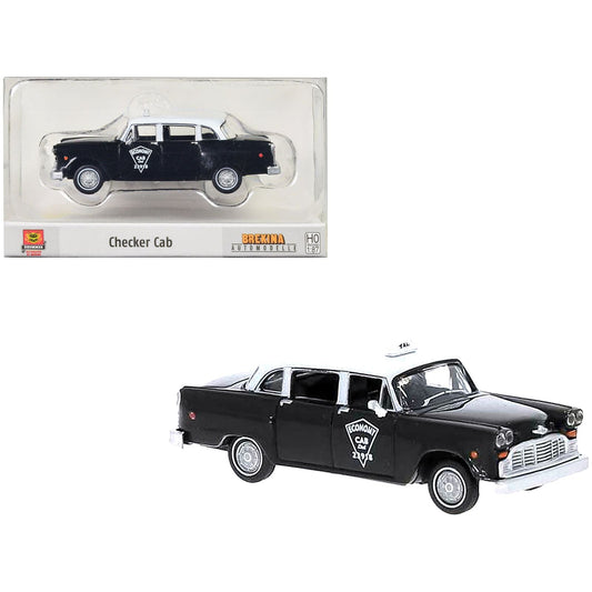 1974 Checker Cab Black and White "Tallahasse" 1/87 (HO) Scale Model Car by Brekina