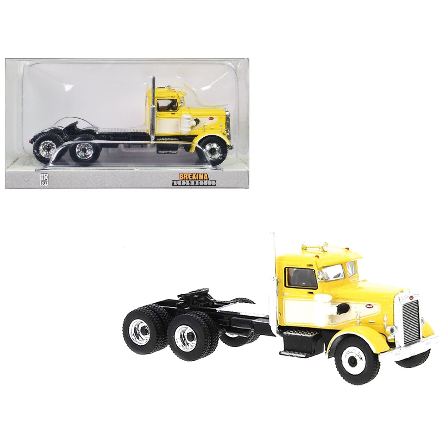 1955 Peterbilt 281 Truck Tractor Yellow and White 1/87 (HO) Scale Model Car by Brekina