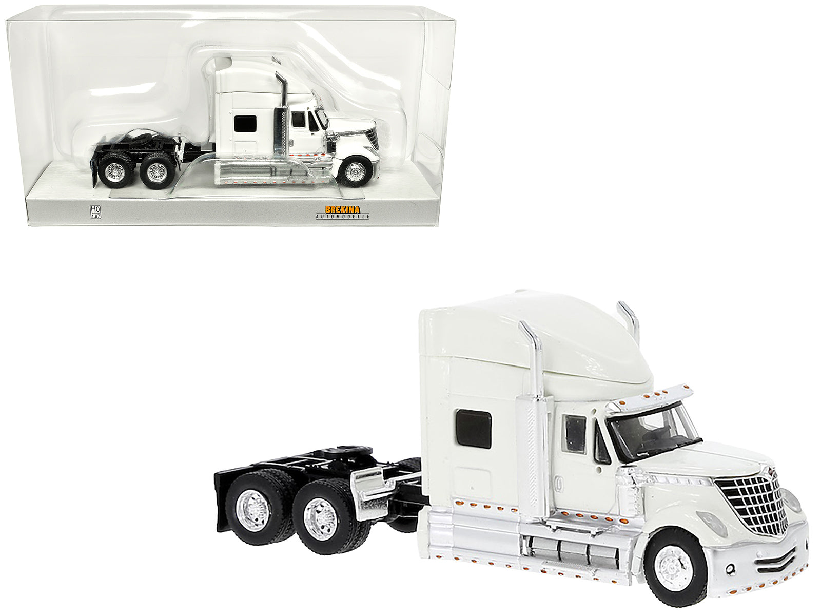 2010 International Lonestar Truck Tractor White 1/87 (HO) Scale Model Car by Brekina