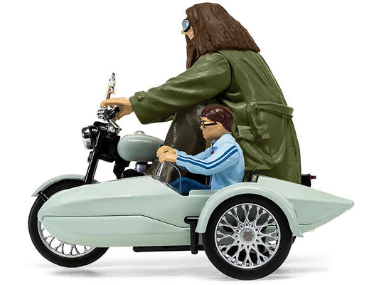 Motorcycle and Sidecar Light Green with Harry and Hagrid Figures "Harry Potter and the Deathly Hallows Part 1" (2010) Movie Diecast Motorcycle Model  by Corgi