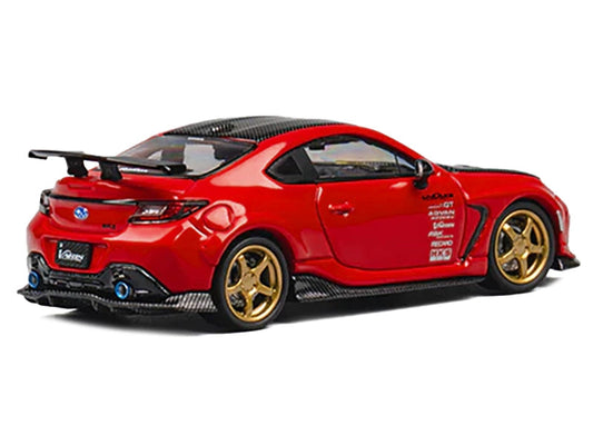 Subaru BRZ "Varis Arising-1" RHD (Right Hand Drive) Red with Carbon Hood and Top with Extra Wheels 1/64 Diecast Model Car by CM Models