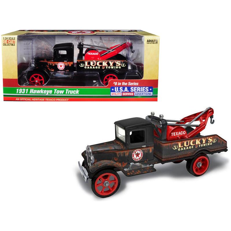 1931 Hawkeye "Texaco" Tow Truck "Lucky's Garage & Towing" Unrestored 8th in the Series "U.S.A. Series Utility - Service - Advertising" 1/34 Diecast Model by Auto World