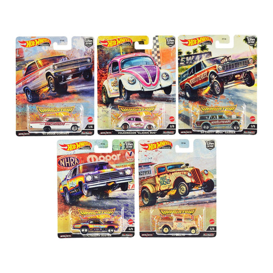 "Drag Strip" 5 piece Set "Car Culture" Series Diecast Model Cars by Hot Wheels