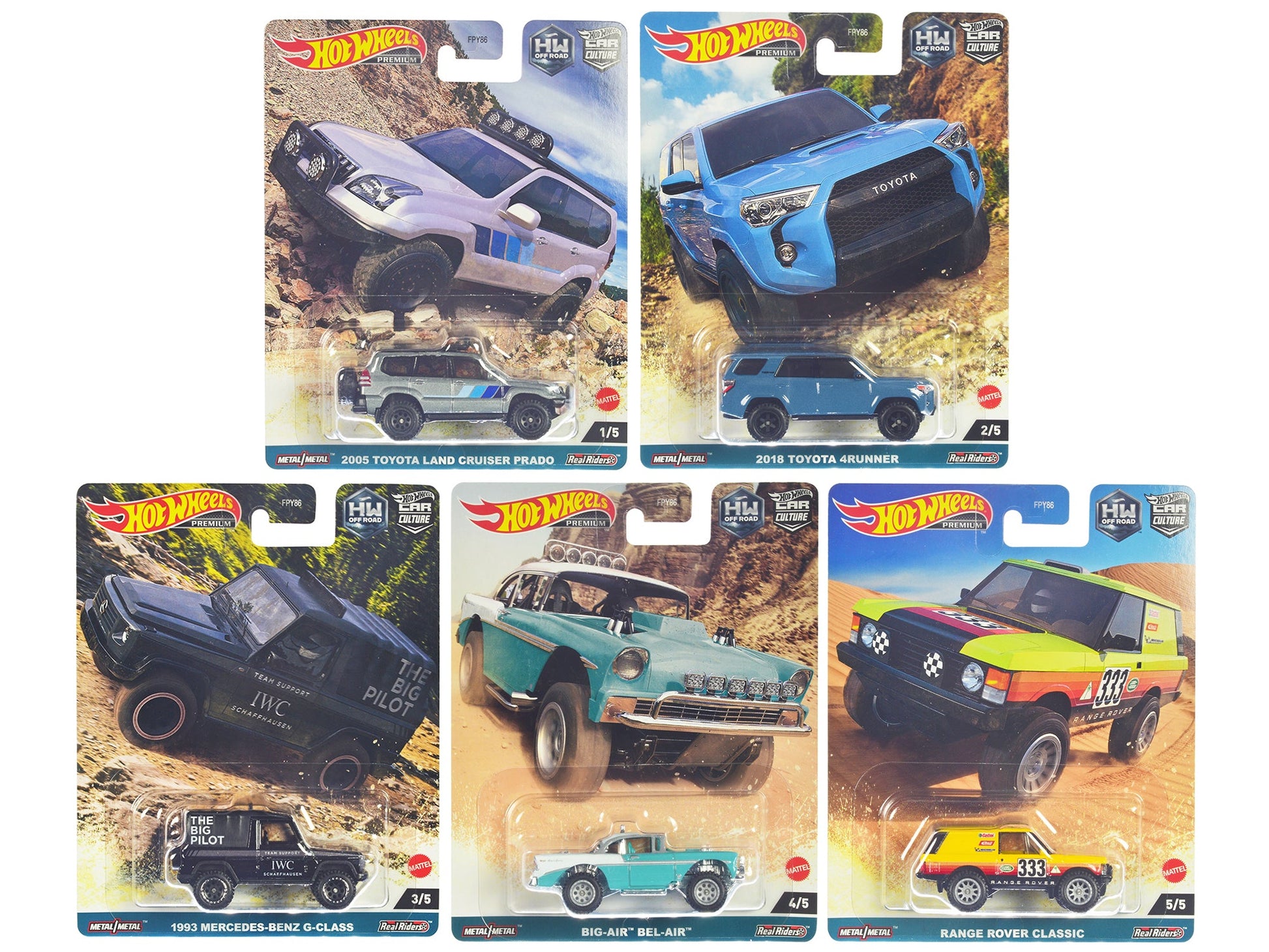 "HW Off Road" 5 piece Set "Car Culture" Series Diecast Model Cars by Hot Wheels