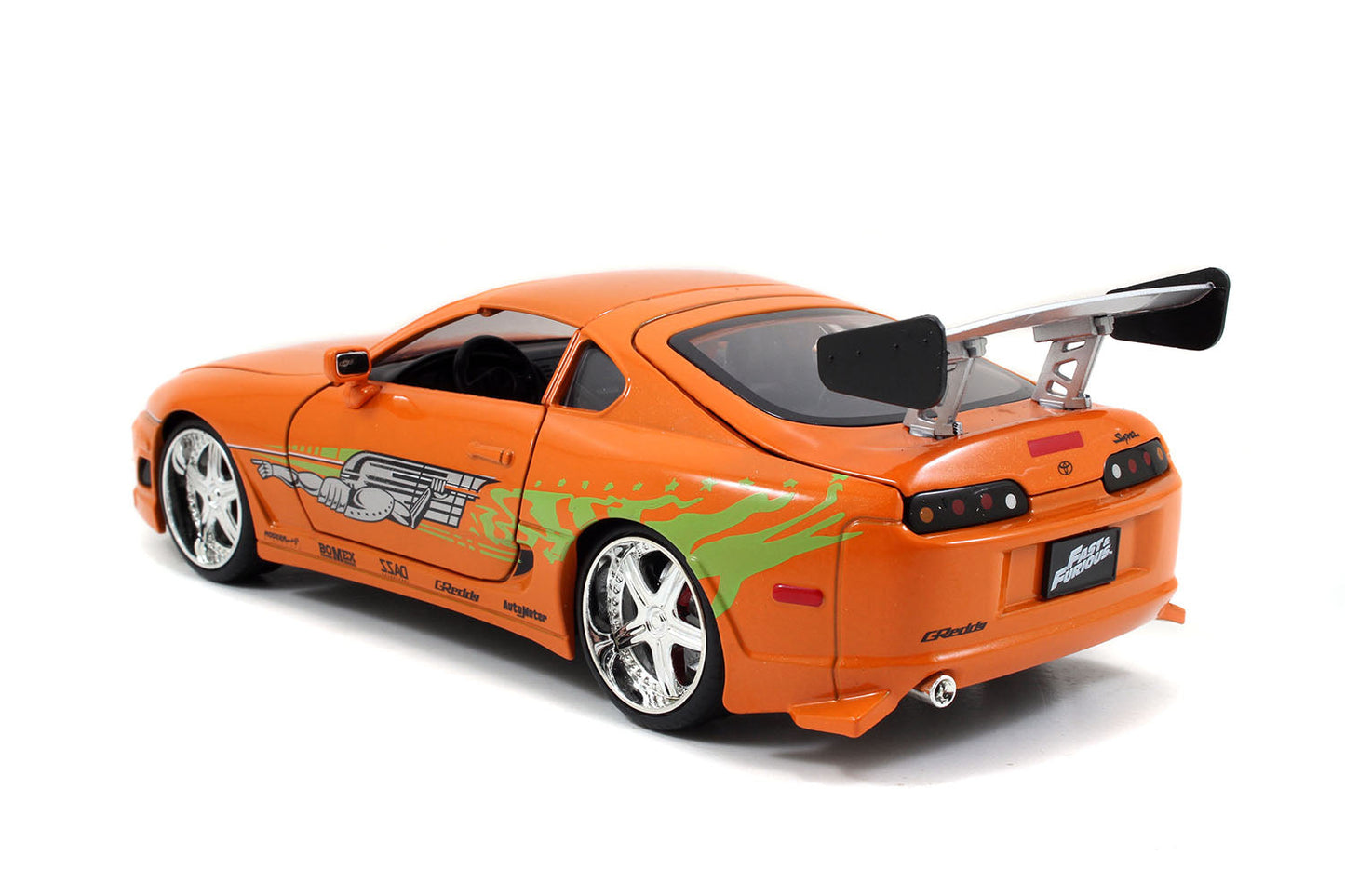 Model Kit Toyota Supra Metallic Orange with Brian Diecast Figure "Fast & Furious" Movie "Build N' Collect" 1/24 Diecast Model Car by Jada