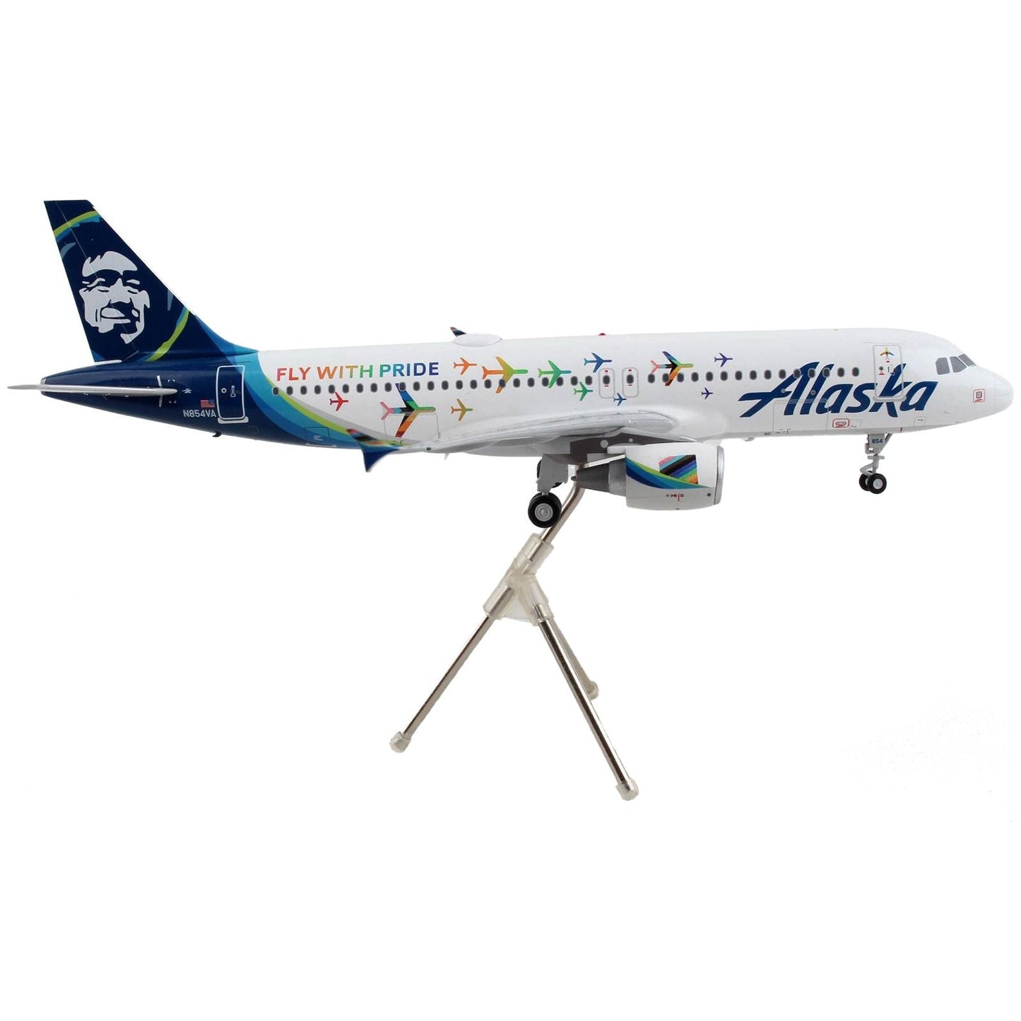 Airbus A320 Commercial Aircraft "Alaska Airlines - Fly With Pride" White with Blue Tail "Gemini 200" Series 1/200 Diecast Model Airplane by GeminiJets