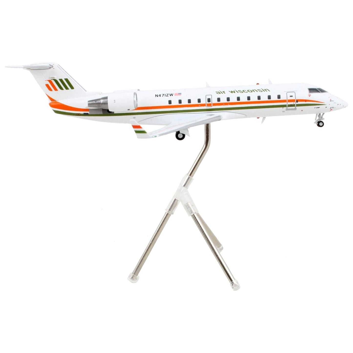 Bombardier CRJ200 Commercial Aircraft "Air Wisconsin" White with Orange and Green Stripes "Gemini 200" Series 1/200 Diecast Model Airplane by GeminiJets