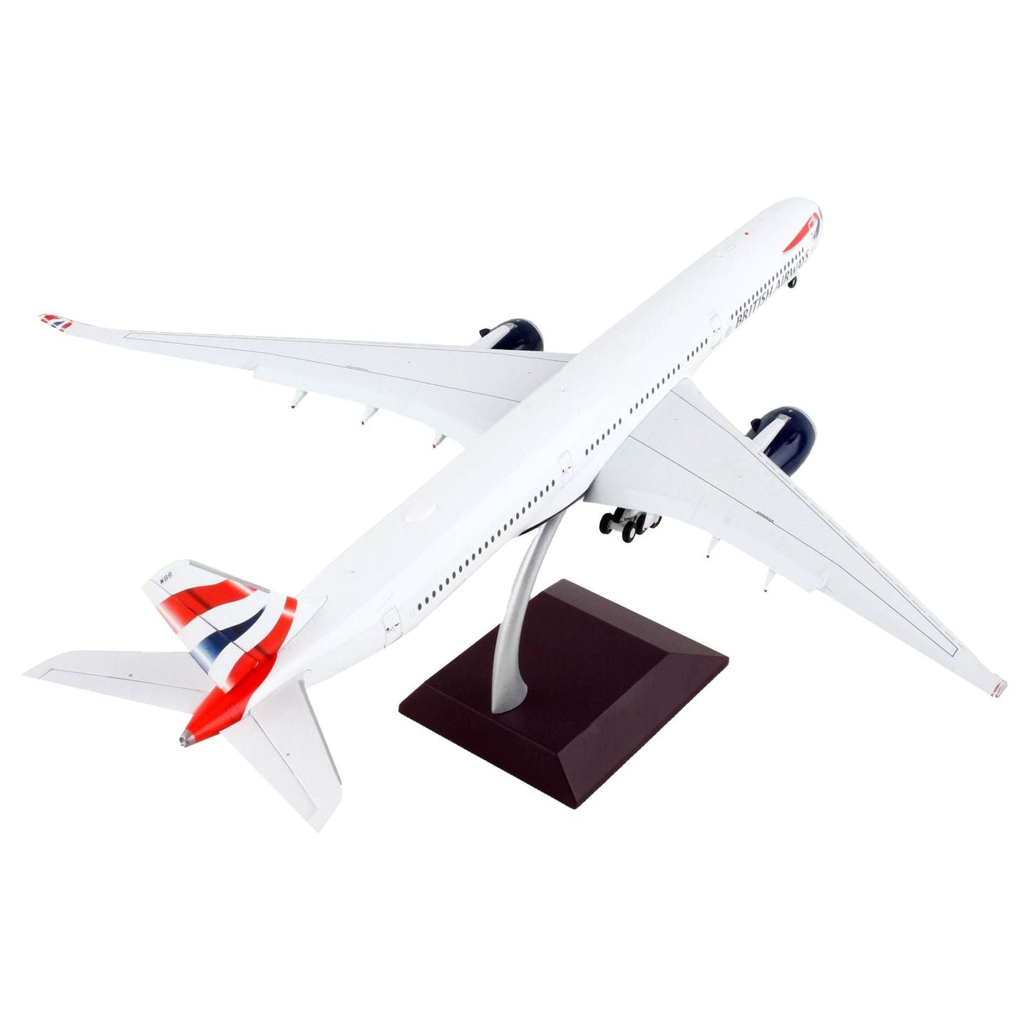 Airbus A350-1000 Commercial Aircraft with Flaps Down "British Airways" White with Striped Tail "Gemini 200" Series 1/200 Diecast Model Airplane by GeminiJets