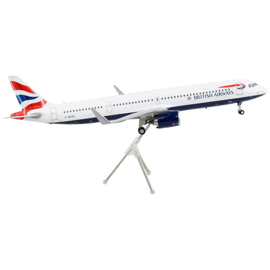 Airbus A321neo Commercial Aircraft "British Airways" White with Tail Stripes "Gemini 200" Series 1/200 Diecast Model Airplane by GeminiJets