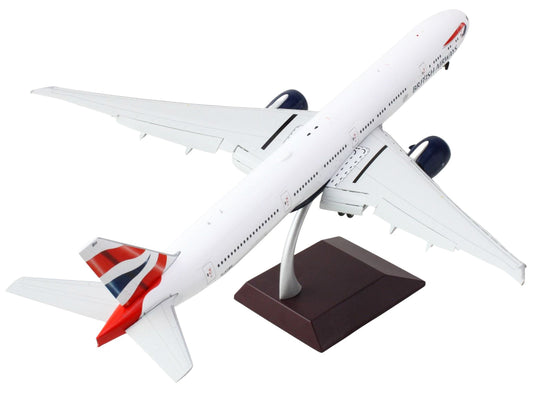 Boeing 777-300ER Commercial Aircraft with Flaps Down "British Airways" (G-STBH) White with Striped Tail "Gemini 200" Series 1/200 Diecast Model Airplane by GeminiJets