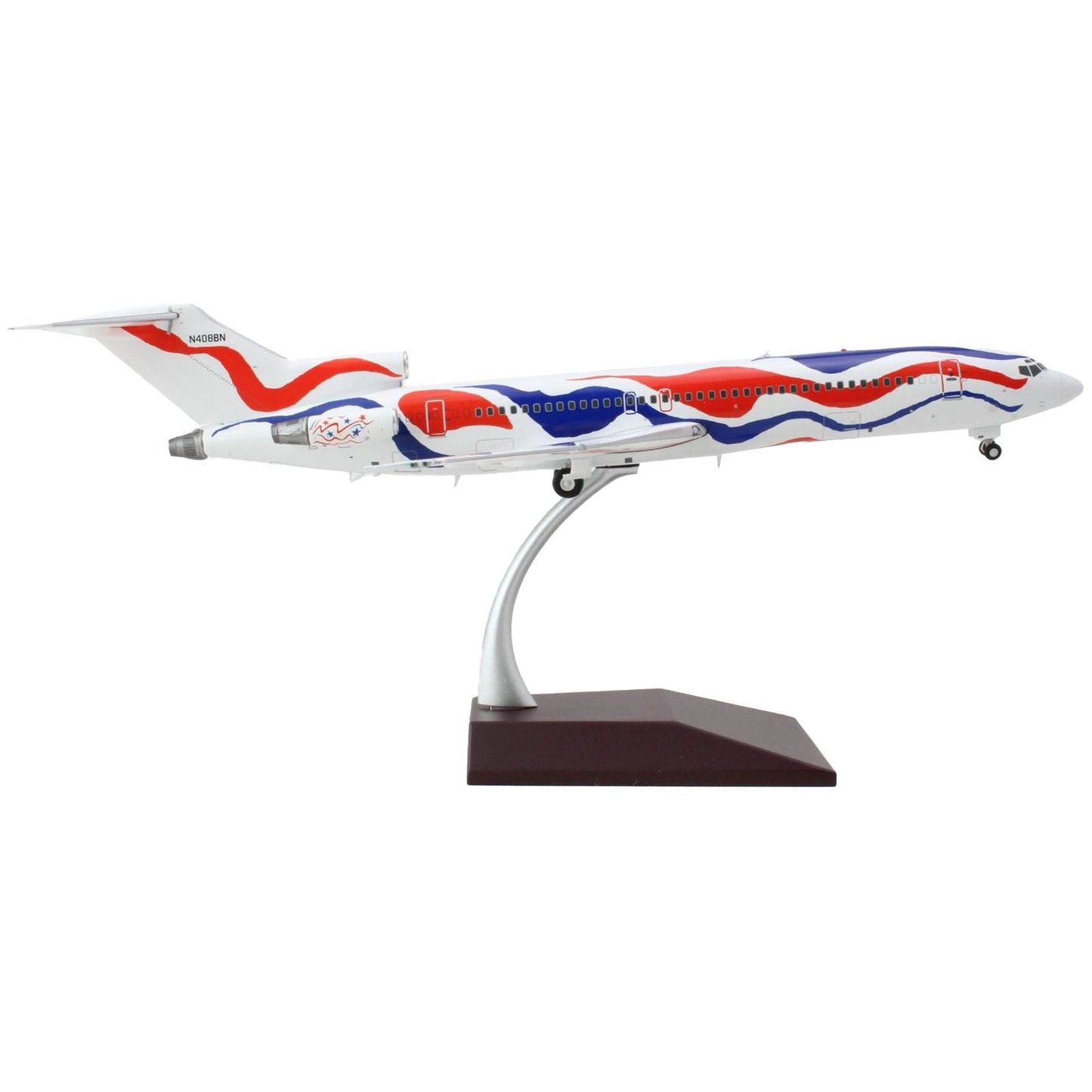 Boeing 727-200 Commercial Aircraft "Braniff International Airways - Calder Bicentennial Livery" White with Red and Blue Stripes "Gemini 200" Series 1/200 Diecast Model Airplane by GeminiJets