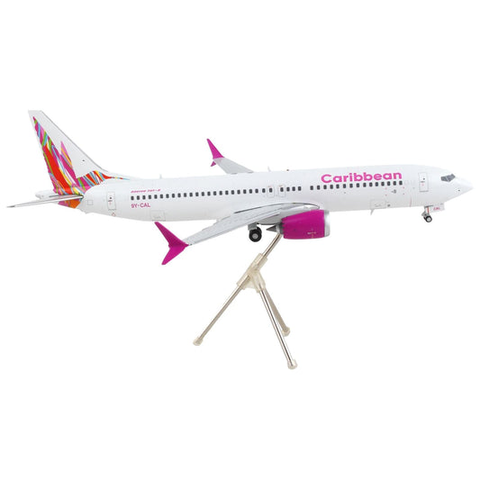 Boeing 737 MAX 8 Commercial Aircraft "Caribbean Airlines" White with Pink Tail "Gemini 200" Series 1/200 Diecast Model Airplane by GeminiJets