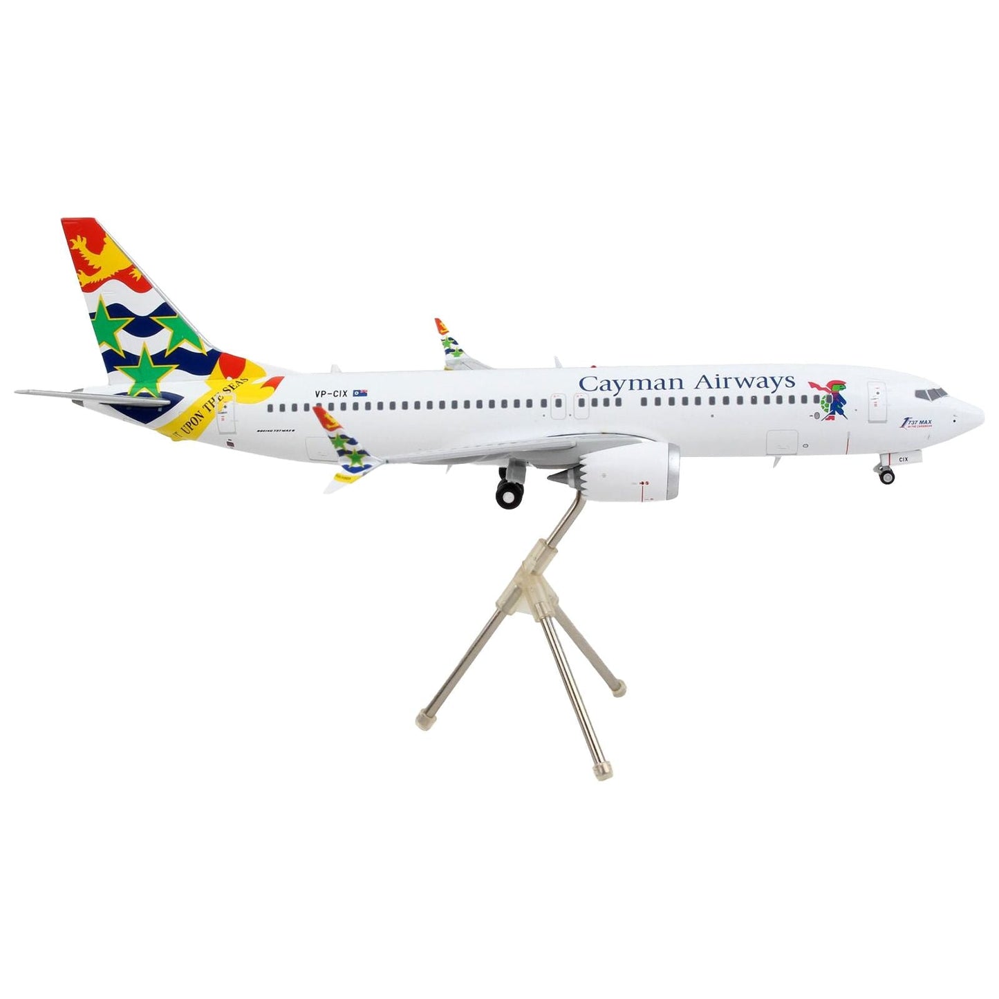 Boeing 737 MAX 8 Commercial Aircraft "Cayman Airways" White with Tail Graphics "Gemini 200" Series 1/200 Diecast Model Airplane by GeminiJets