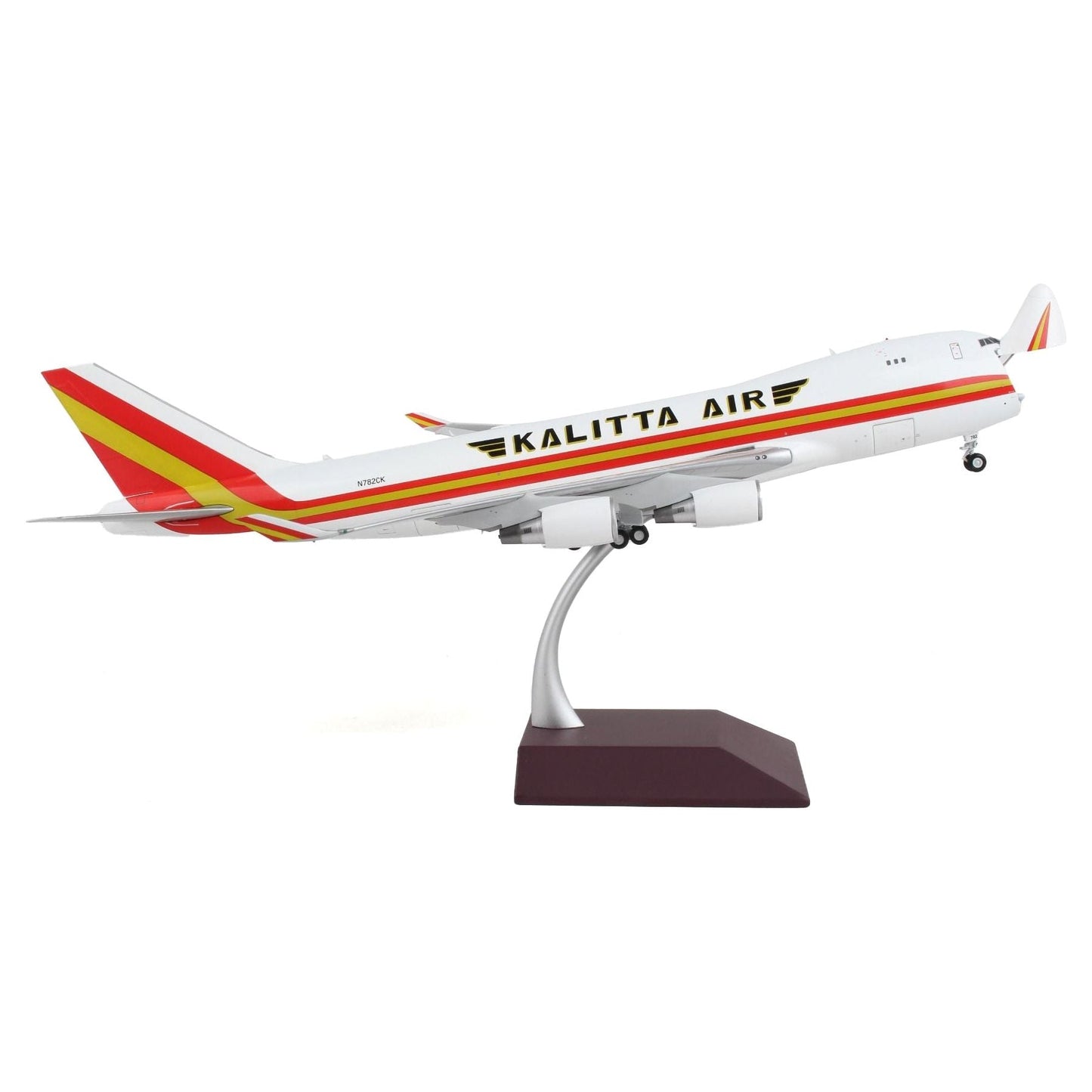 Boeing 747-400F Commercial Aircraft "Kalitta Air" White with Stripes "Gemini 200 - Interactive" Series 1/200 Diecast Model Airplane by GeminiJets